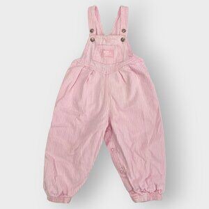 Vintage Osh Kosh BGosh Girls Vestbak Denim Overalls | 18M | Pink Striped